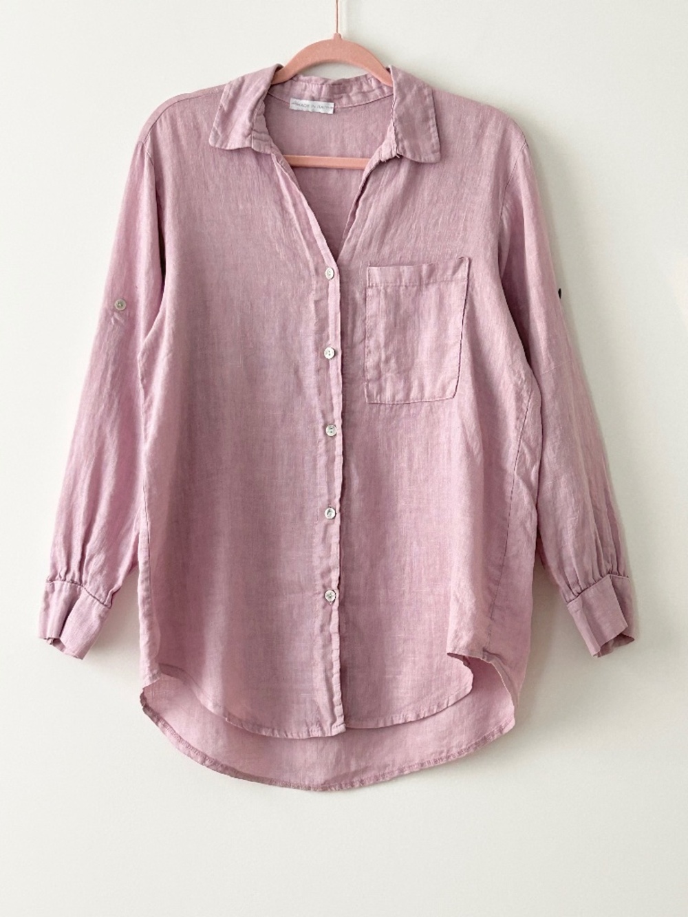 100% Linen Made In Italy Purple Shirt
